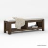 Picture of Beaver Rustic Wood Upholstered Bedroom Bench with Storage