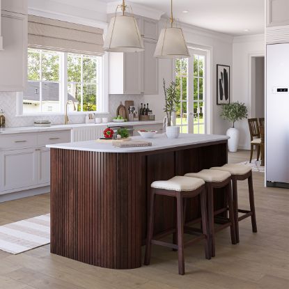 Picture of Agincourt Curved Marble Top Kitchen Island with Drawers 