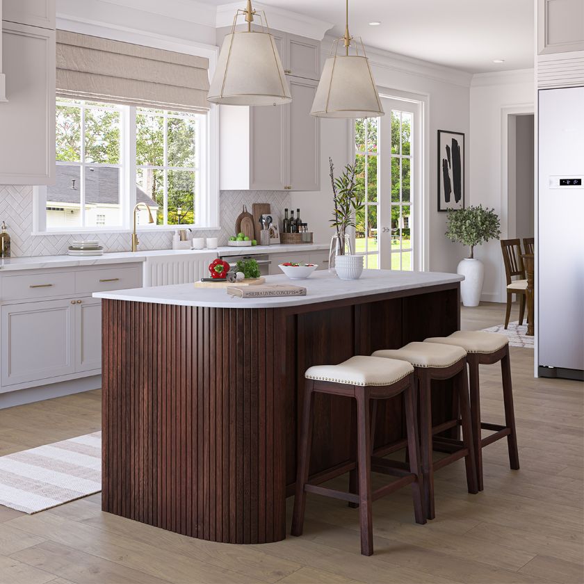 Picture of Agincourt Curved Marble Top Kitchen Island with Drawers 