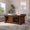 Picture of Amesbury Hand Carved Solid Wood Coffee Table with Storage & Wine Rack