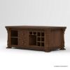 Picture of Amesbury Hand Carved Solid Wood Coffee Table with Storage & Wine Rack
