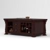 Picture of Amesbury Hand Carved Solid Wood Coffee Table with Storage & Wine Rack