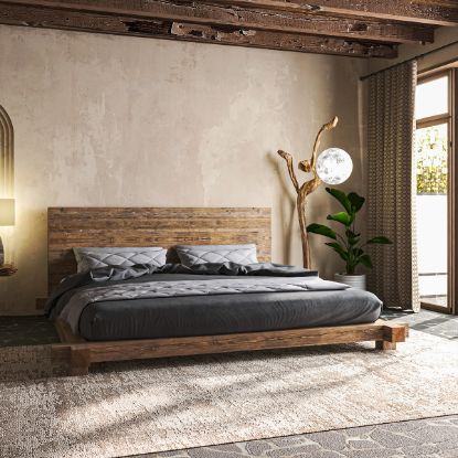 Picture of Bermondsey Solid Wood Low Profile Rustic Log Bed Frame