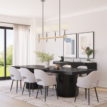 Picture of Nicola Black Modern Fluted Base Rectangle Dining Room Table