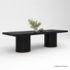 Picture of Nicola Black Modern Fluted Base Rectangle Dining Room Table