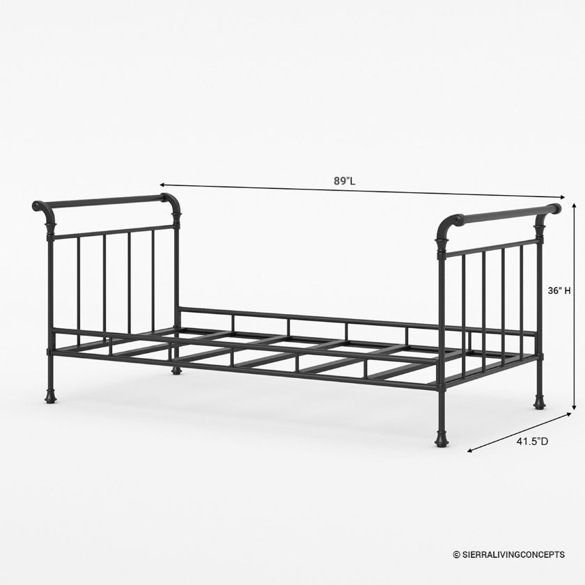 Bayonne Black Metal Twin Size Daybed Size Image