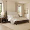 Picture of Beaver Solid Wood & Upholstered Wingback Platform Bed Frame