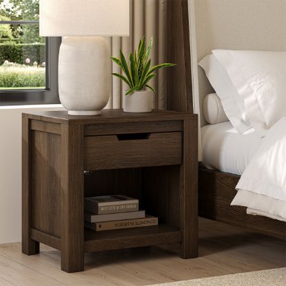 Picture of Beaver Rustic 1 Drawer Nightstand with Power Outlet Space