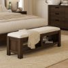 Picture of Beaver Rustic Wood Upholstered Bedroom Bench with Storage