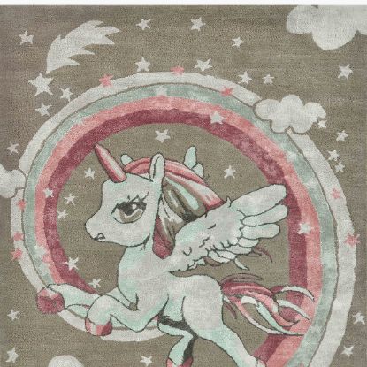 Picture of Emerald Hand Tufted Kids Unicorn Theme Wool Area Rug