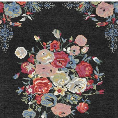 Picture of Leslieville New Zealand Wool Oriental Black Floral Carpet Rug