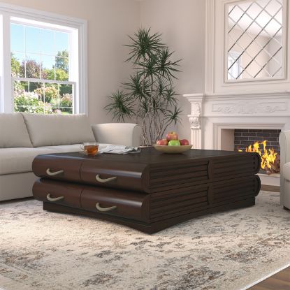 Picture of Alma Solid Wood Book-Shaped Coffee Table with Storage