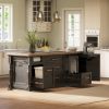 Picture of Beloeil Distressed Black Kitchen Island with Trash Bin Storage