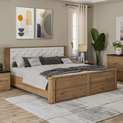 Picture of Brant Scandi Modern Platform Bed Frame with Tufted Headboard