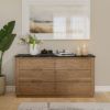 Picture of Brant Scandi Modern Black Marble Top Dresser with 6 Drawers