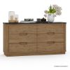 Picture of Brant Scandi Modern Black Marble Top Dresser with 6 Drawers