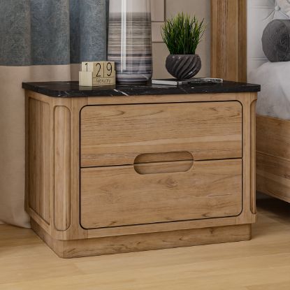 Picture of Brant Scandi Modern Black Marble Top Nightstand with Drawers