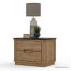 Picture of Brant Scandi Modern Black Marble Top Nightstand with Drawers