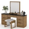 Picture of Brant 7 Drawers Scandi Modern Mirrored Vanity Desk with Stool