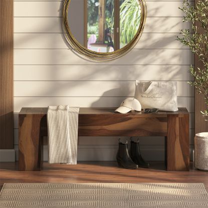 Picture of Mascouche Modern Rustic Solid Wood Entryway Bench