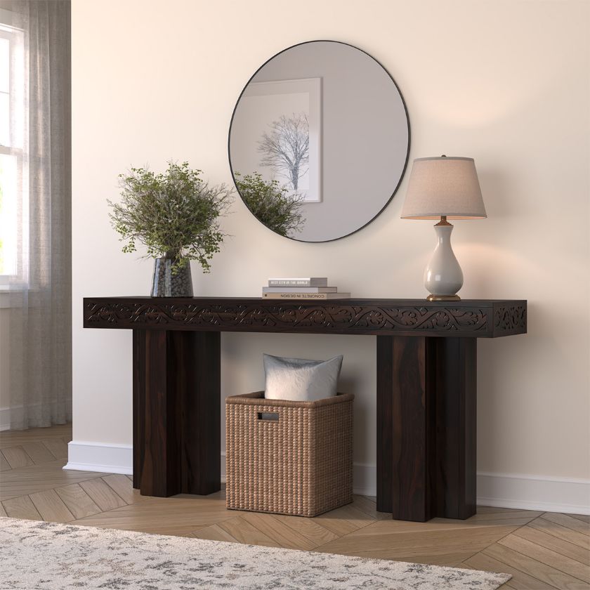 Picture of Dallas Ranch Solid Wood Double Pedestal Large Console Table