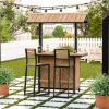 Picture of Leaside Teak Wood Outdoor Tiki Bar Table with Storage