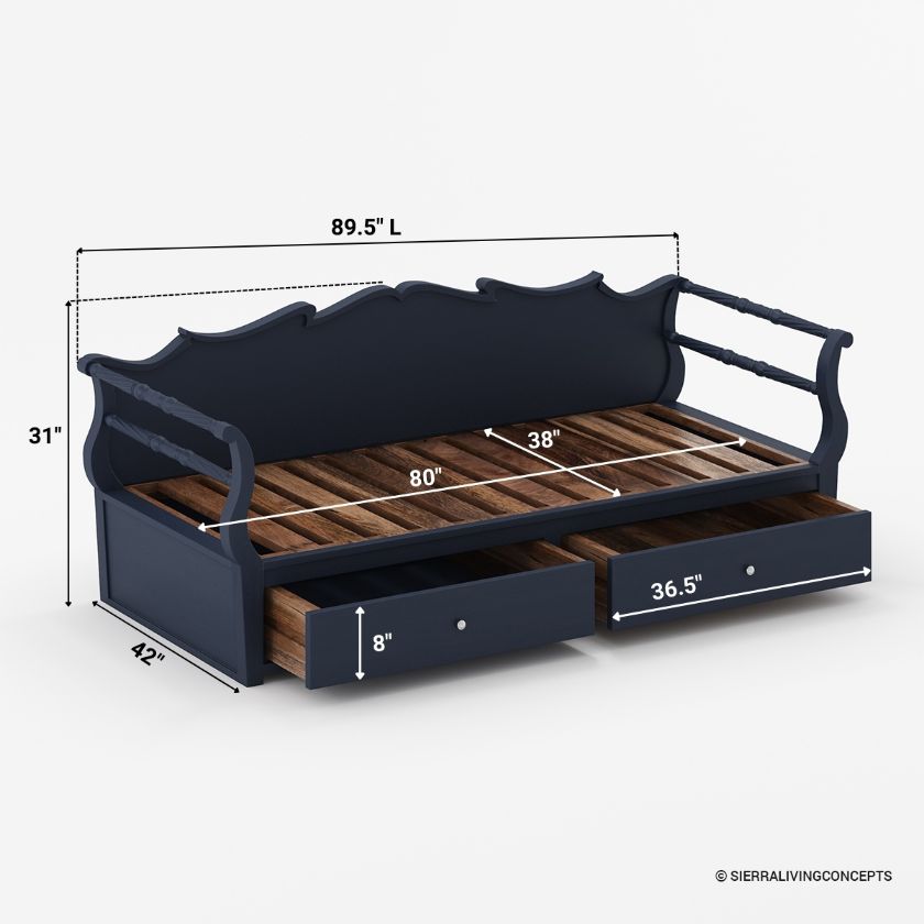 Burgos Modern Daybed With Storage Size Image