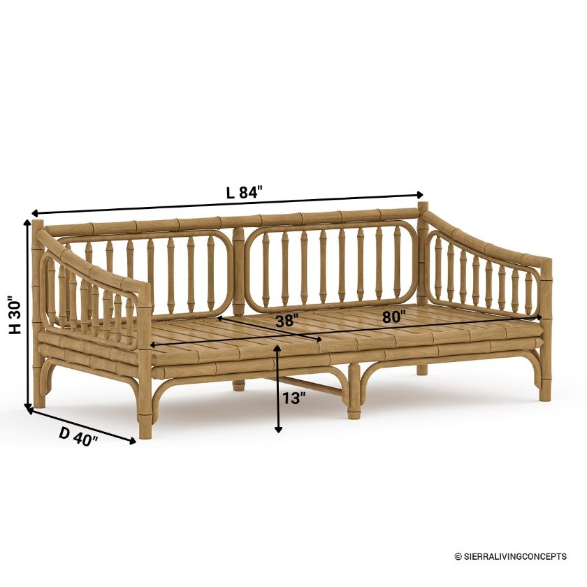 Sheffield Rattan Style Twin Daybed Sofa Size Image