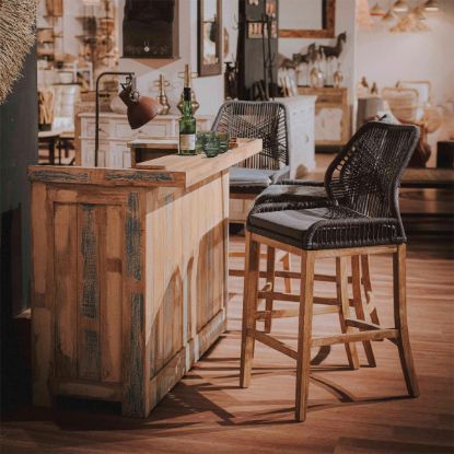 Picture of Klondike Black Wicker & Acacia Wood Counter Bar Stool