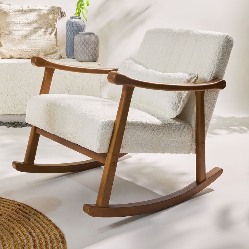 Picture of Okanagan Wood & Boucle Upholstered Rocking Chair