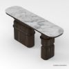 Picture of Melfort Solid Wood Sculptural Console Table with Marble Top