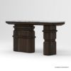 Picture of Melfort Solid Wood Sculptural Console Table with Marble Top