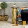 Picture of Dorval Cylindrical Shape Distressed Gold Metal Accent Table