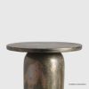 Picture of Dorval Cylindrical Shape Distressed Gold Metal Accent Table