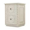 Picture of Nuala Hand Carved Weathered White Office File Cabinet