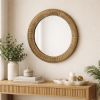 Picture of Thorold Gold Finish Ribbed Frame Round Wall Mirror