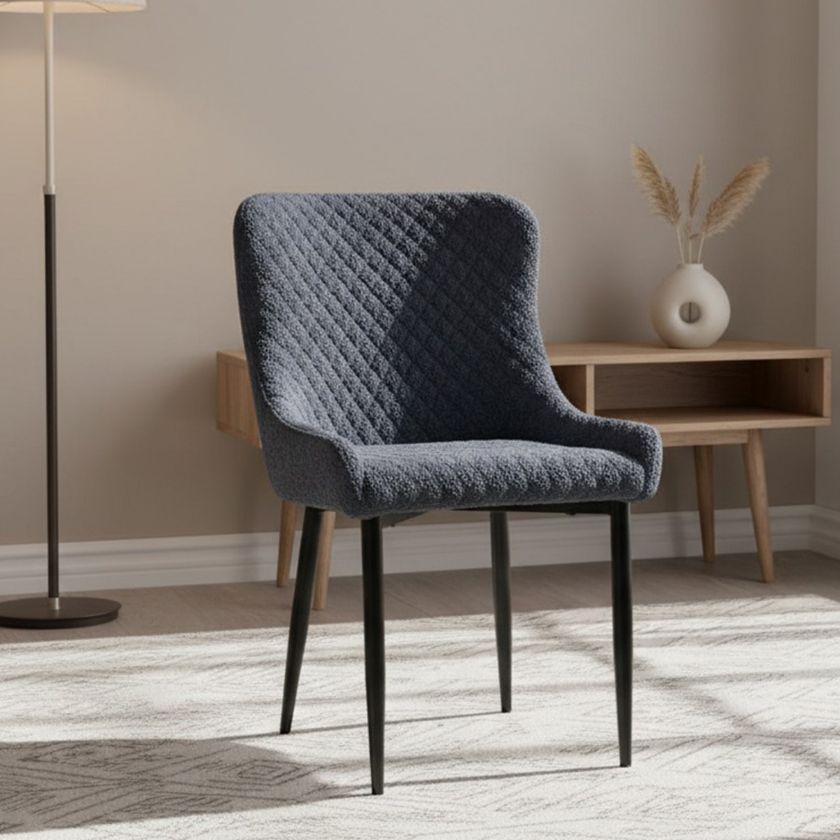 Picture of Varennes Quilted Blue Upholstered Scoop Chair