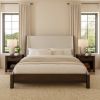 Picture of Beaver Solid Wood & Upholstered Wingback Platform Bed Frame
