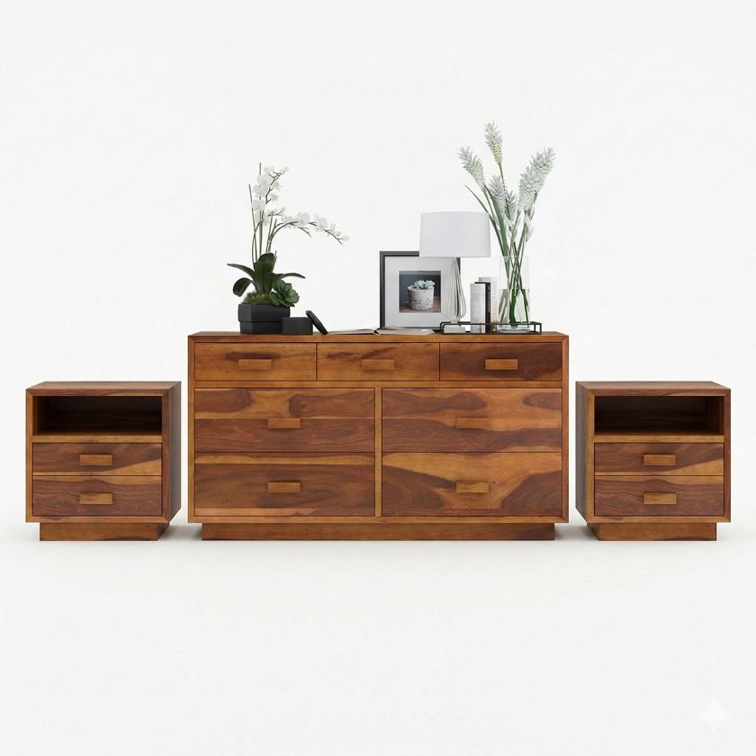 Picture of Brocton Modern Rustic Dresser and Nightstand Set
