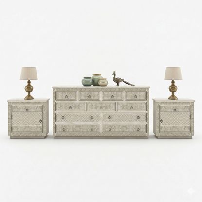 Picture of Nuala Hand Carved Dresser and Nightstand Set