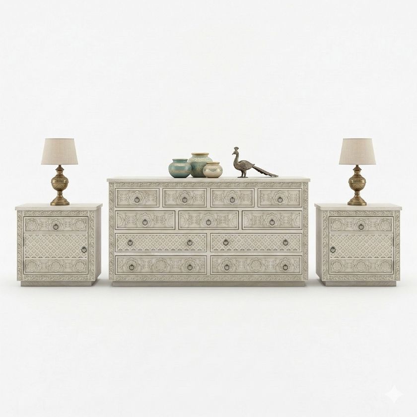 Picture of Nuala Hand Carved Dresser and Nightstand Set