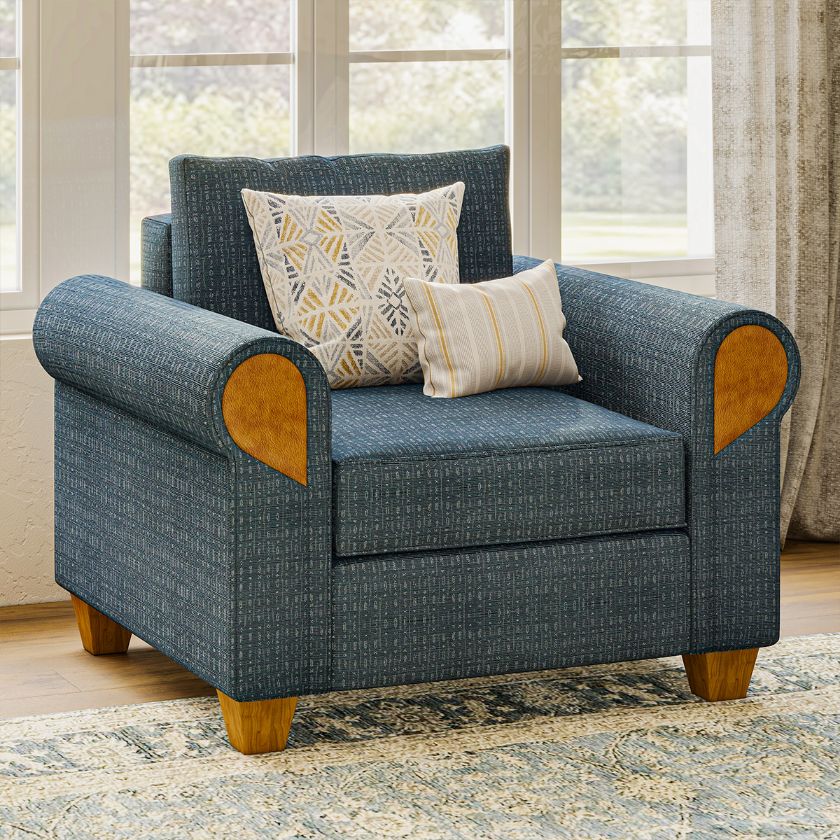 Picture of Squamish Modern Blue Rolled Arm Single Seater Sofa