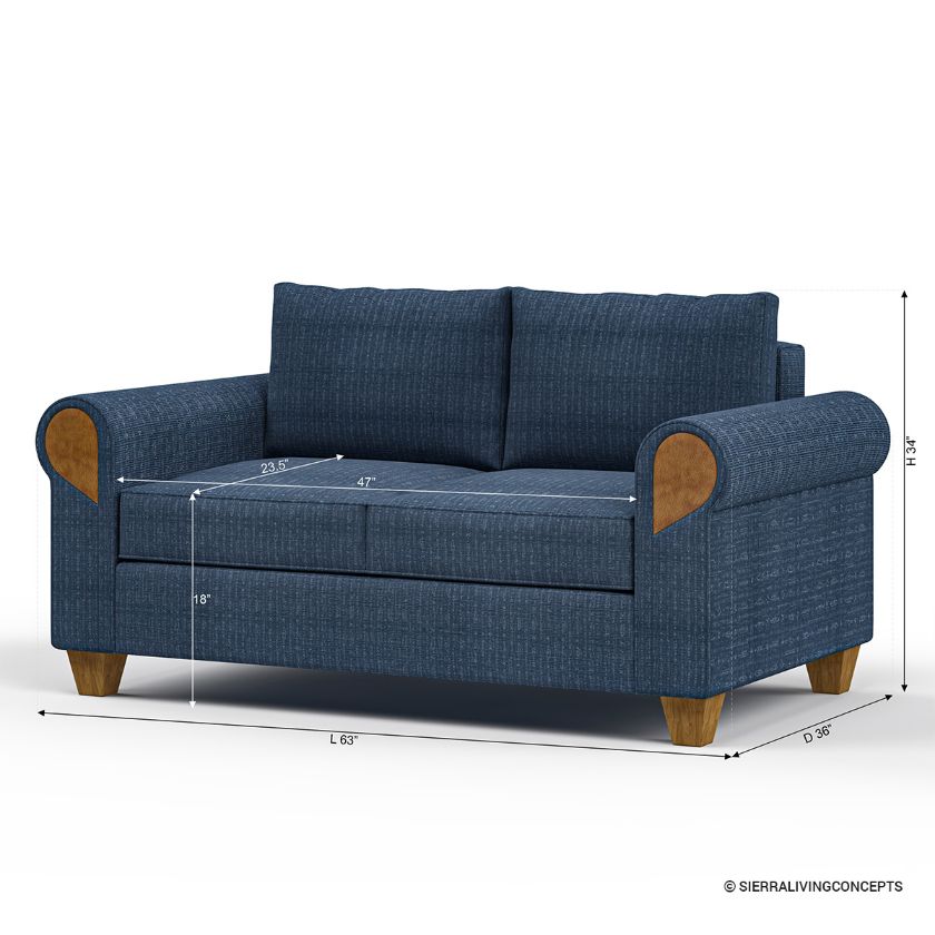 Squamish Rolled Arm Modern Three Seater Sofa Size Image