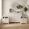 Picture of Calistoga Carved White Bedroom Dresser and Nightstand Set