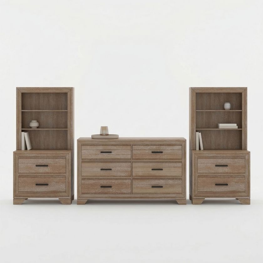 Picture of Villeneuve Modern Farmhouse Dresser and Nightstand Set