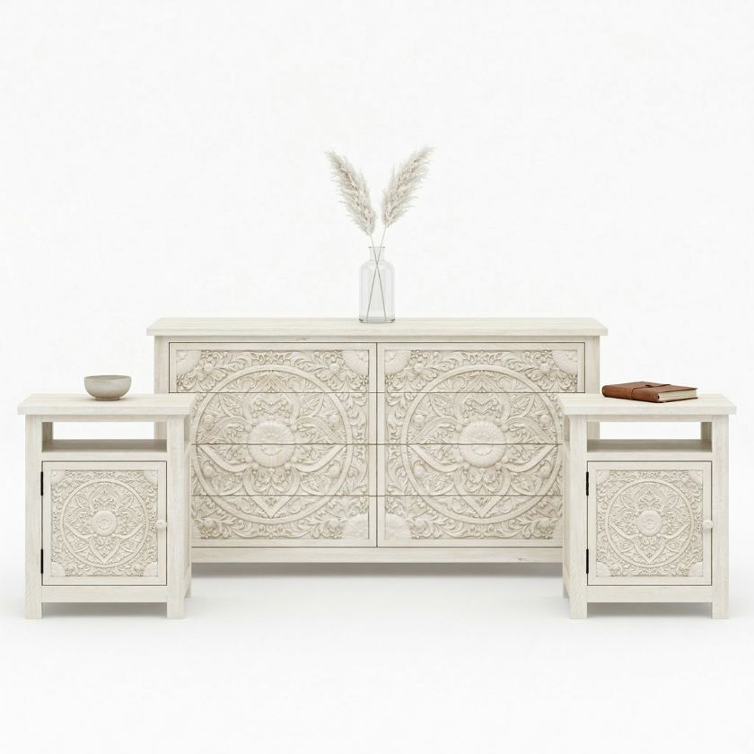 Picture of Memphis Weathered Solid Wood Dresser and Nightstand Set