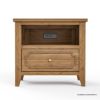 Picture of Milipitas Solid Wood Nightstand with Drawer & Power Outlet