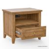 Picture of Milipitas Solid Wood Nightstand with Drawer & Power Outlet