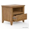 Picture of Milipitas Solid Wood Nightstand with Drawer & Power Outlet