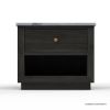 Picture of Timmins Rustic Marble Top Nightstand with Drawer and Shelf